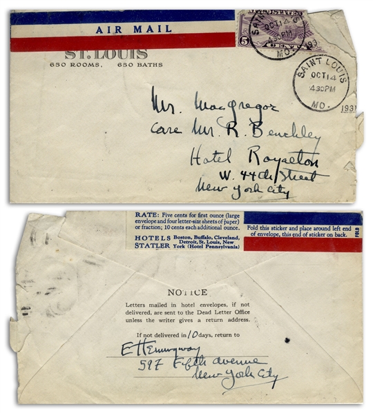 Ernest Hemingway Envelope Signed